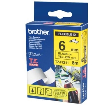 Brother TZ-FX611 Black on Yellow Flexible ID Card