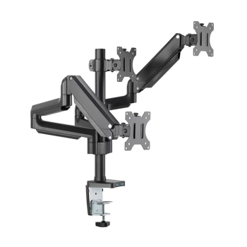 Skill Tech SH26 C036UP Fit Screen Size of 17″ to 27″ With Weight Upto 7Kg Triple Monitor Pole-Mounted Thin Gas Spring Monitor Arm With USB Ports