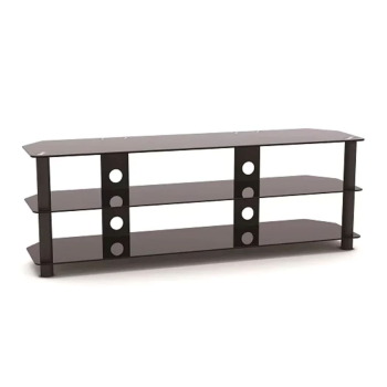 Skill Tech SH 60TS Fit Screen Size of 32″ to 70″ With Weight Upto 40Kg 3-Tier Corner-Notched Glass Media Console (Large) TV Stand