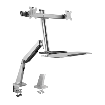 Skill Tech SHS02 C02 Fit Screen Size of 13″ to 32″ With Weight Upto 8Kg Dual Screen Premium Gas Spring Computer Desk-Top Mount