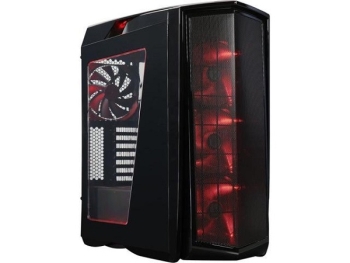 SilverStone SST-PM01BR-W Primera Series Computer Case (Black with Red LED, Window)