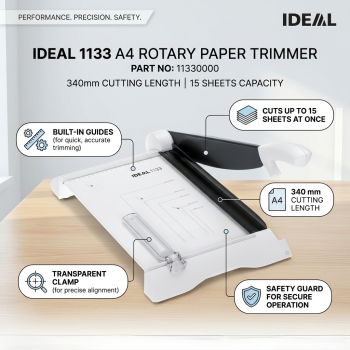 IDEAL 1033 A4 Rotary Paper Trimmer – 340mm Cutting Capacity 15 Sheets