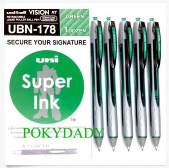Uniball Ub157 Fine Roller Pen 0.7mm Green - Set of 10