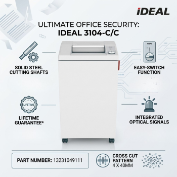 IDEAL 3104-C/C 4 X 40MM Robust & Durable Cross Cut Paper Shredder