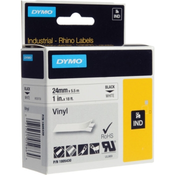 Dymo Rhino 1.0" White Vinyl Labels (Black Print)