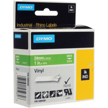 Dymo Rhino 1.0" Green Vinyl Labels (White Print)