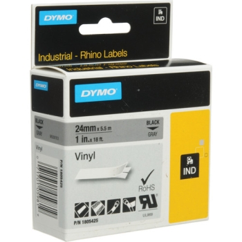 Dymo Rhino 1.0" Gray Vinyl Labels (White Print)