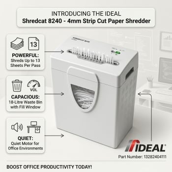 IDEAL Shredcat 8240 - 4mm Strip Cut Paper Shredder