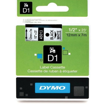 Dymo Standard D1 Labels (Black Print, White Tape - 1/2" x 23')