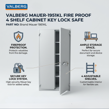 Valberg Brand Mauer 1951KL Fire Proof 4 Shelf Cabinet Key Lock Safe