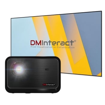 DMInteract Native 4K Home Projector + 120" Thin Frame Projector Screen - Movie Night Bundle