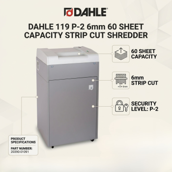 Dahle 119 P-2 6mm 60 Sheet Capacity Strip Cut Shredder