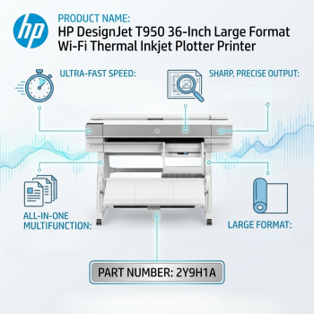 HP DesignJet T950 36-Inch Large Format Wi-Fi Thermal Inkjet Plotter Printer