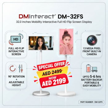 DMInteract DM-32FS 32.0 Inches Mobility Interactive Full HD Flip Screen Display (Upto 5-6hrs Battery Backup)