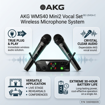 AKG WMS40 Mini2 Vocal Set BD US45A-C Wireless Microphone System