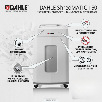 DAHLE ShredMATIC 150 – 150 Sheet P-4 Cross-Cut Automatic Document Shredder