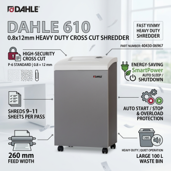 Dahle 610 0.8x12mm Heavy Duty Cross Cut Shredder