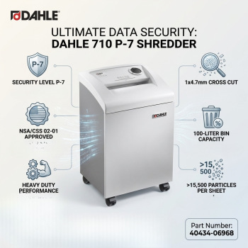 Dahle 710 P-7 Heavy Duty 1x4.7 mm Cross Cut 100 L Bin Shredder