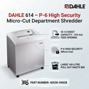 Dahle 614 – P-6 High Security Micro-Cut Department Shredder