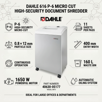 DAHLE 616 P-6 Micro Cut High-Security Document Shredder