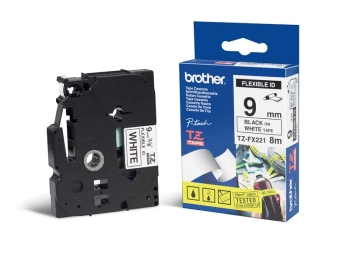 Brother TZ-FX221 Black on White Flexi ID Tape