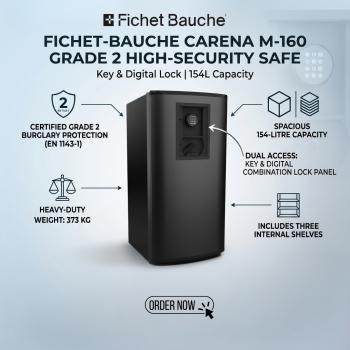 Fichet-Bauche Carena M-160 Grade 2 Safe – 154L High-Security Safe  Key & Digital Lock