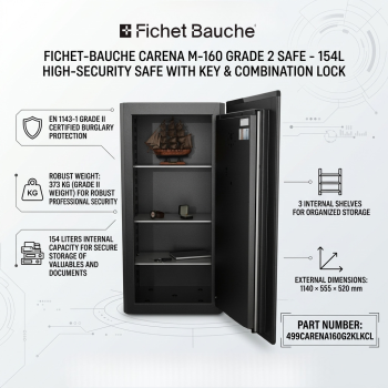 Fichet-Bauche Carena M-160 Grade 2 Safe – 154L High-Security Safe Key & Combination Lock