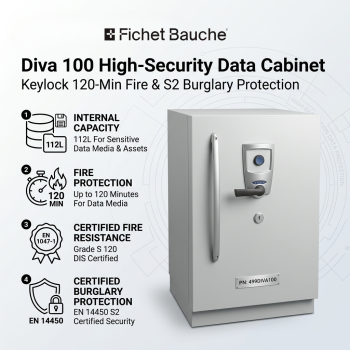 Fichet-Bauche 499DIVA100 Diva 100 High-Security  Data  Cabinet –  Keylock 120-Min Fire & S2 Burglary Protection