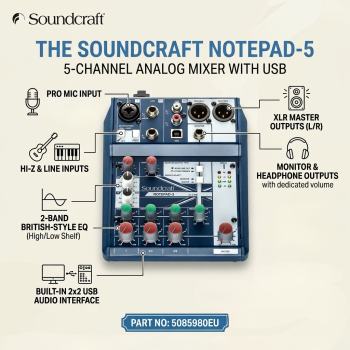 Soundcraft Notepad 5 Small Format Analog Five Channel Console Mixer