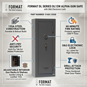 Format DL Series DL12W 60-Minute Fire-Rated Alpha Gun Safe with S&G Electronic Lock