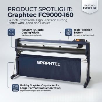 Graphtec FC9000-160 64 Inch Professional Cutting Plotter with Stand and Basket High Precision Vinyl Cutter