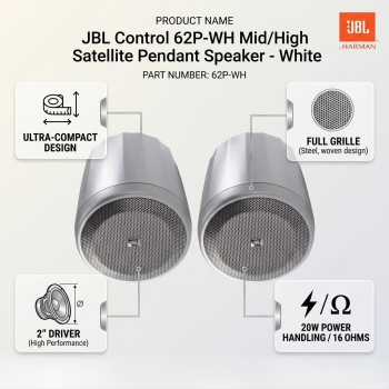 JBLControl 62P-WH Mid/High Satellite Pendant Speaker - White (Each)