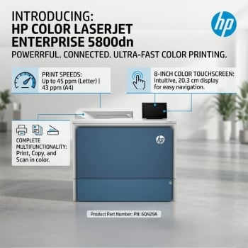 HP 5800dn LaserJet 45ppm with Touch Screen Display A4 Color Enterprise Printer