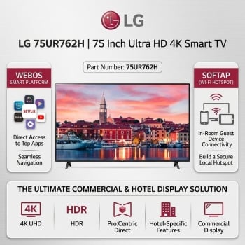 LG 75UR762H 75 Inch Ultra HD 4K Smart TV WebOS HDR Commercial Hotel Display