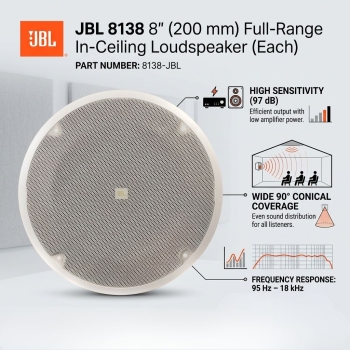 JBL 8138 8" (200 mm) Full-Range In-Ceiling Loudspeaker (Each)