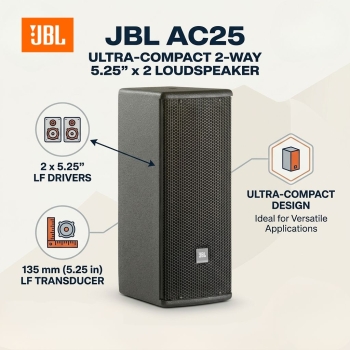JBL AC25 Ultra-Compact 2-Way 5.25" x 2 Loudspeaker (Each)