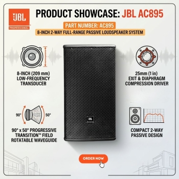 JBL AC895 8" 2-Way Full-Range Passive Loudspeaker System (Each)