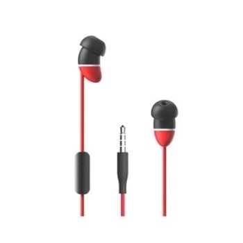 Allocacoc 10815RD/EBBSAX Earbeans Bass AUX with Microphone Headset (Red)