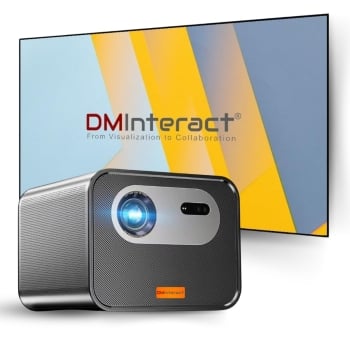 DMInteract 4000 Lumens DLP Laser FHD Smart Android Home Theater Projector With 120" 16:9 4K Thin Fixed Frame ALR Black Crystal Projector Screen