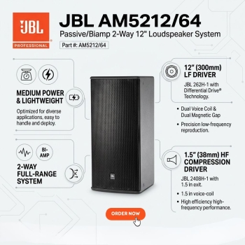 JBL AM5212/64 Passive/Biamp 2-Way 12" Loudspeaker System (Each)
