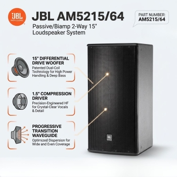 JBL AM5215/64 Passive/Biamp 2-Way 15" Loudspeaker Syster (Each)