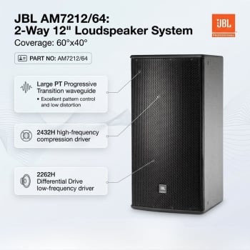 JBL AM7212/64 2-Way 12" Loudspeaker System Coverag 60°x40° (Each)