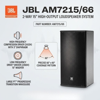 JBL AM7215/66 2-Way 15" Loudspeaker System Coverage 60 x 60° (Each)