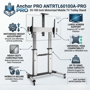 Anchor PRO ANTRTL60100A-PRO 55-100 Inch Motorized Mobile TV Trolley Stand