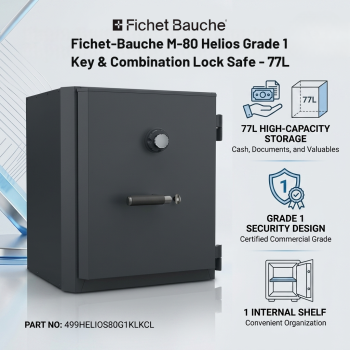 Fichet-Bauche M-80 Helios Grade 1 Key & Combination Lock Safe – 77L