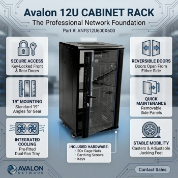 Avalon 12U x 600(W) x 600(D) Rack With Perforated Back Door
