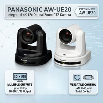 Panasonic AW-UE20 Integrated 4K 12x Optical Zoom with 3G-SDI/HDMI/IP/USB PTZ Camera