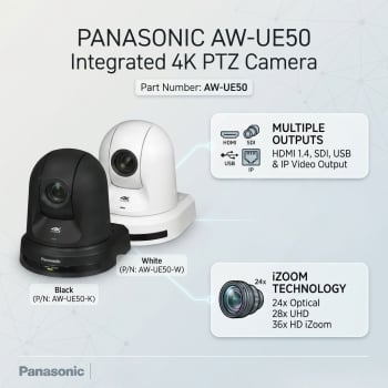 Panasonic AW-UE50 Integrated 4K 24x Optical Zoom & Auto Tracking PTZ Camera