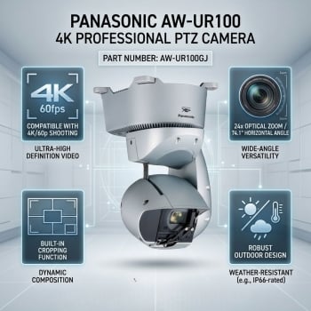 Panasonic AW-UR100 4K Outdoor and 24x Optical Zoom Professional PTZ Camera