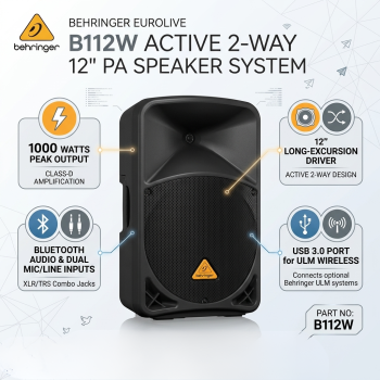 Behringer B112W Active 2-Way 12" PA Speaker System